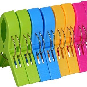 ECROCY Beach Chair Towel Clips on Cruise, 8 Pack Large Clamps,Clothes Pegs,Beach